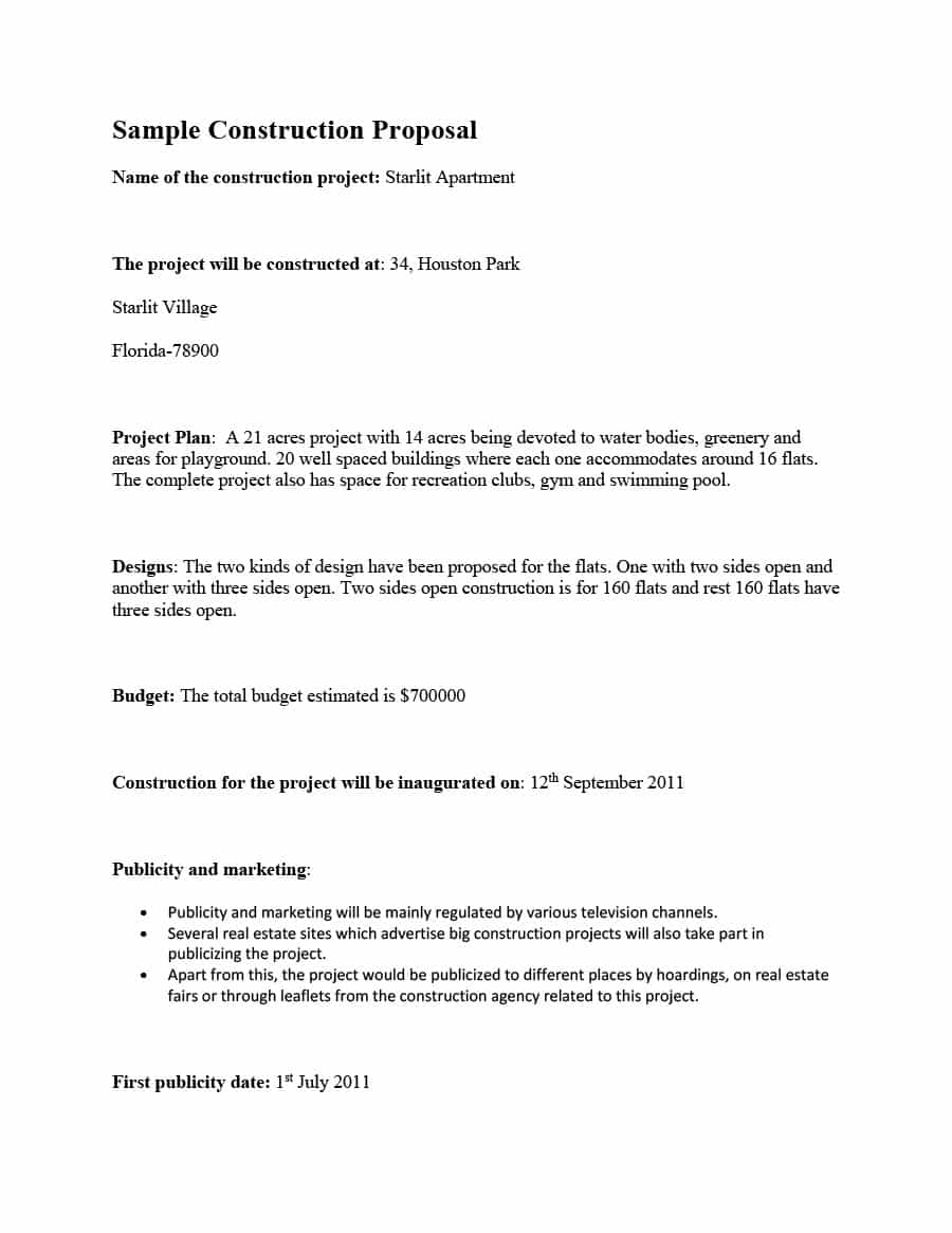 31 Construction Proposal Template Construction Bid Forms intended for measurements 900 X 1165