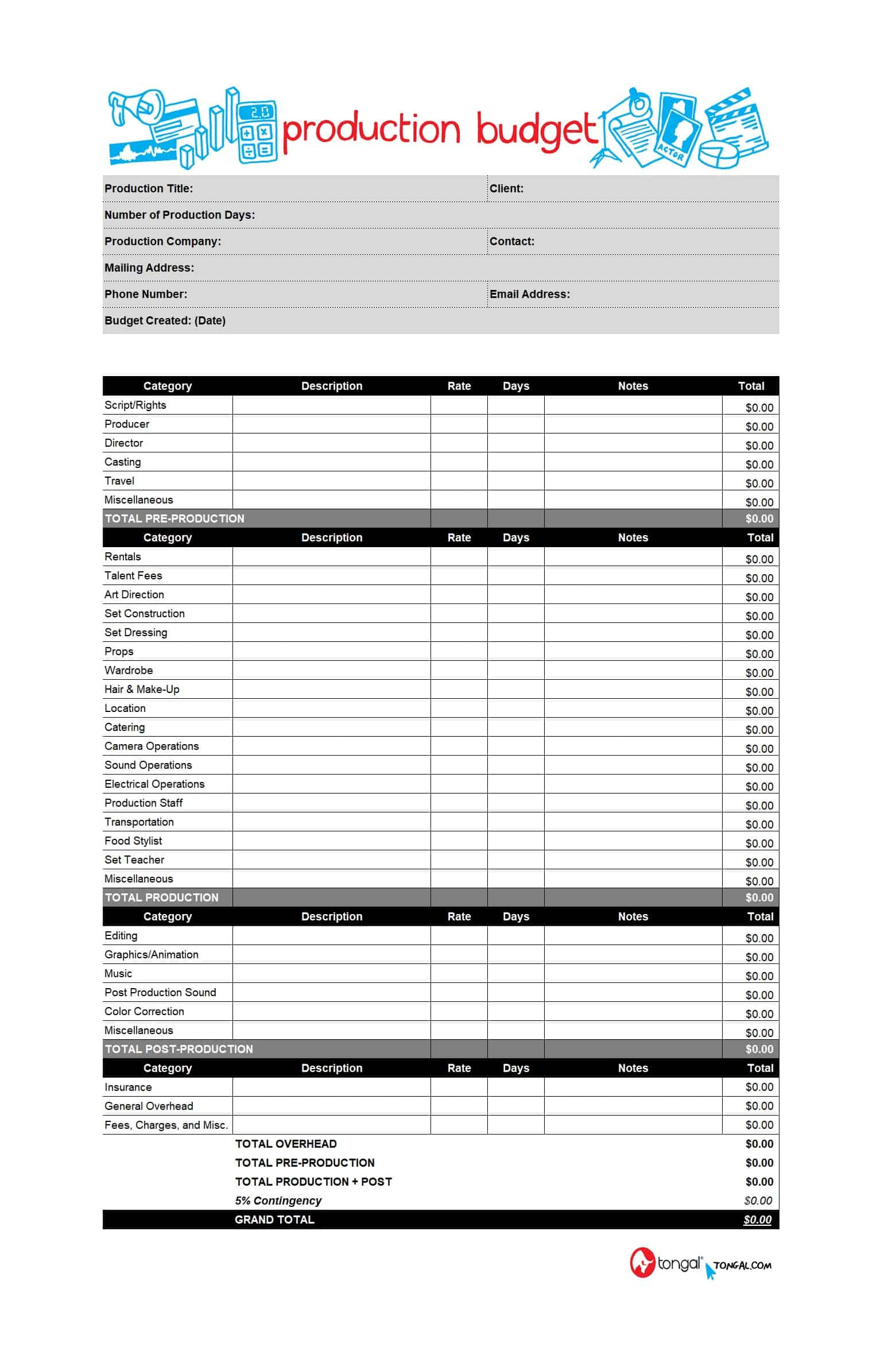 33 Free Film Budget Templates Excel Word Template Lab intended for size 1561 X 2353