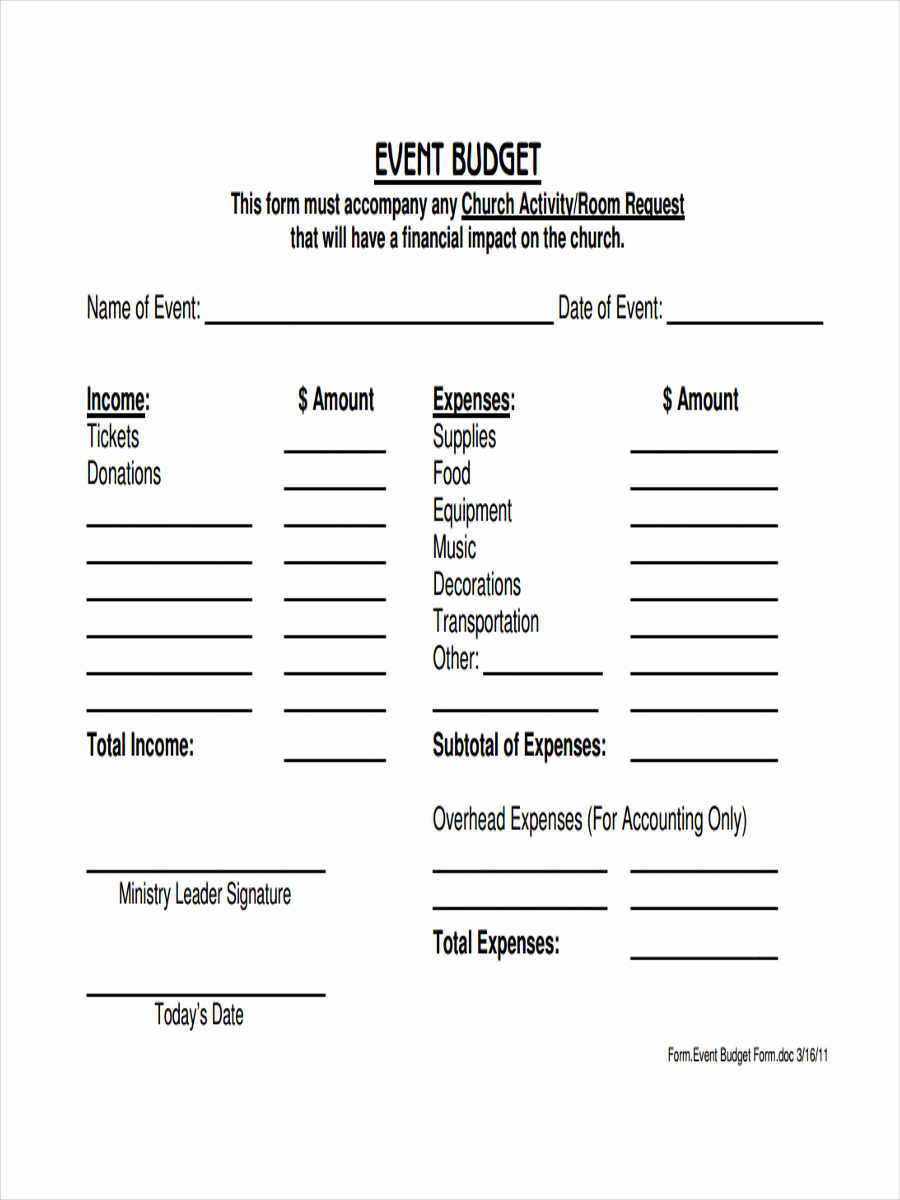 5 Church Budget Form Sample Free Sample Example Format Download with regard to sizing 900 X 1200