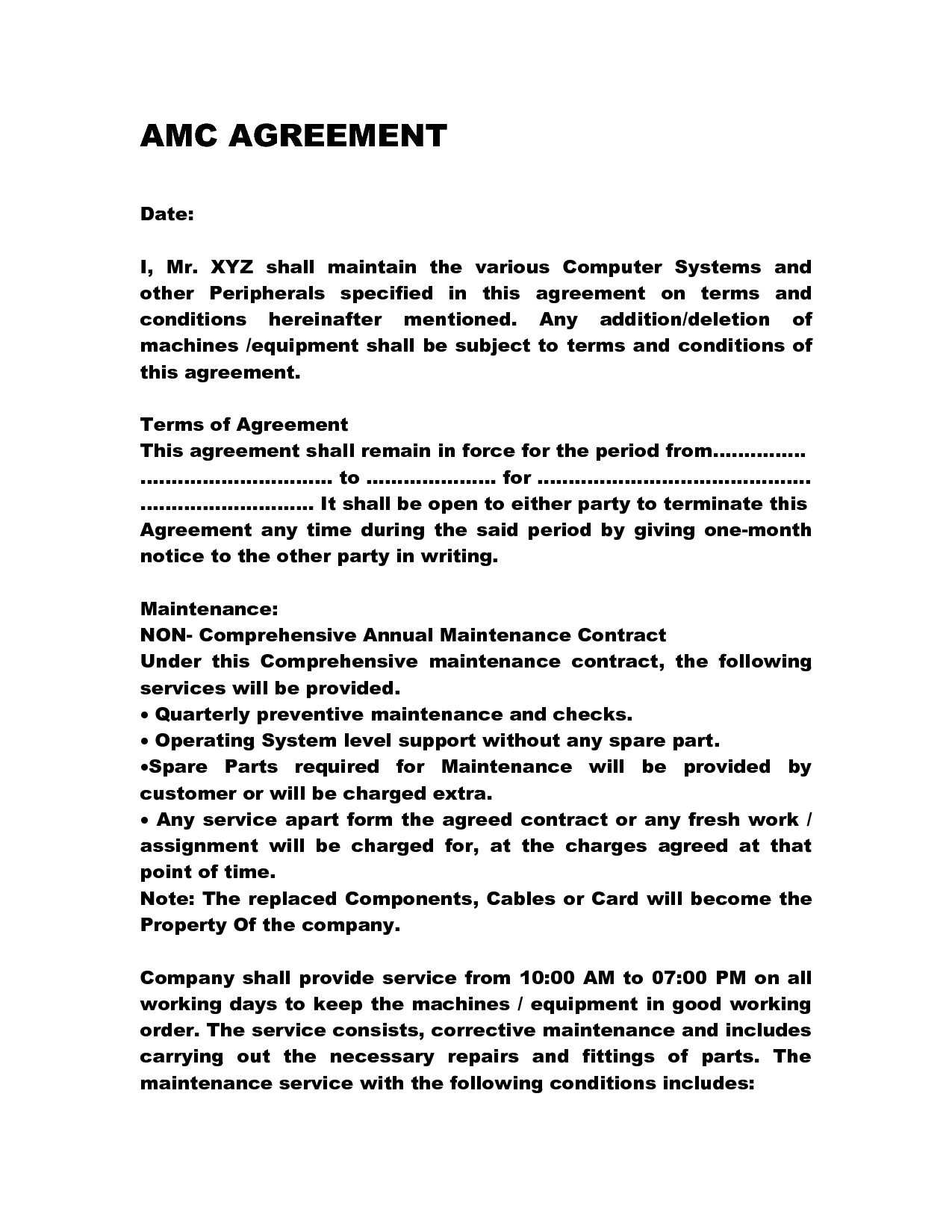 Annual Maintenance Contract Doc Anks13 Computer Maintenance for sizing 1275 X 1650