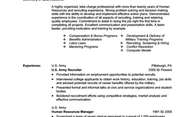 Army Resume Sample Yun56co Templates For Military To Civilian throughout proportions 800 X 1035