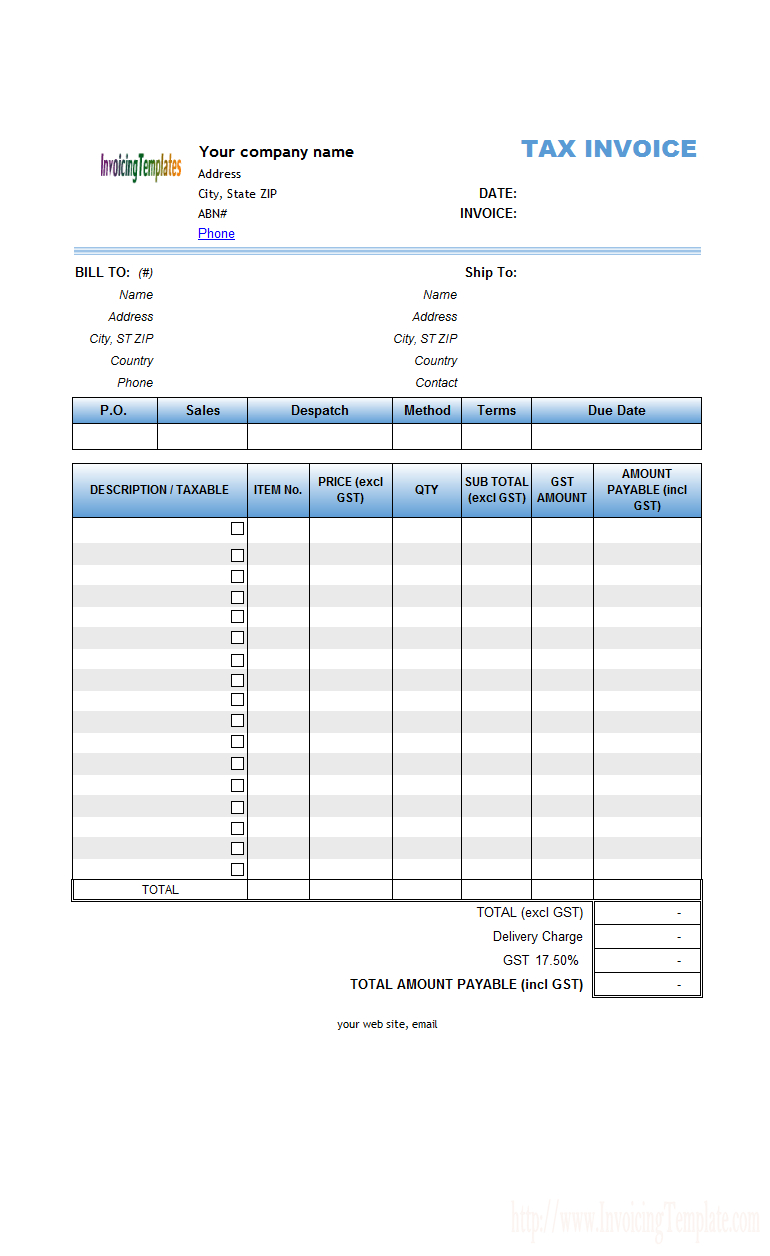 Australian Gst Invoice Template regarding measurements 770 X 1256