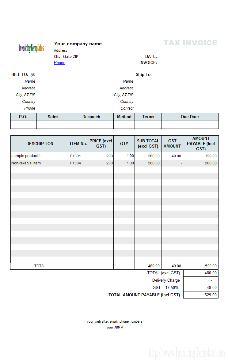 Australian Gst Invoice Template within dimensions 744 X 1189
