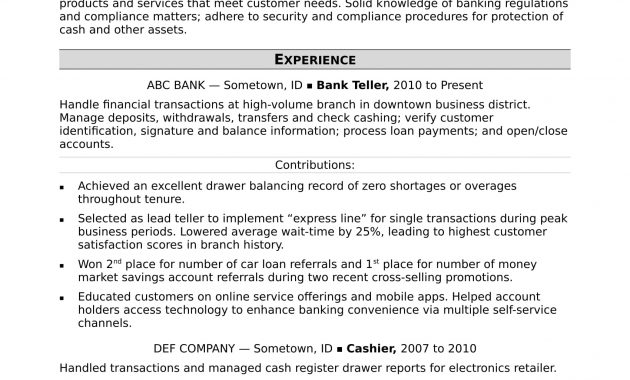 Bank Teller Resume Sample Monster intended for measurements 1700 X 2200