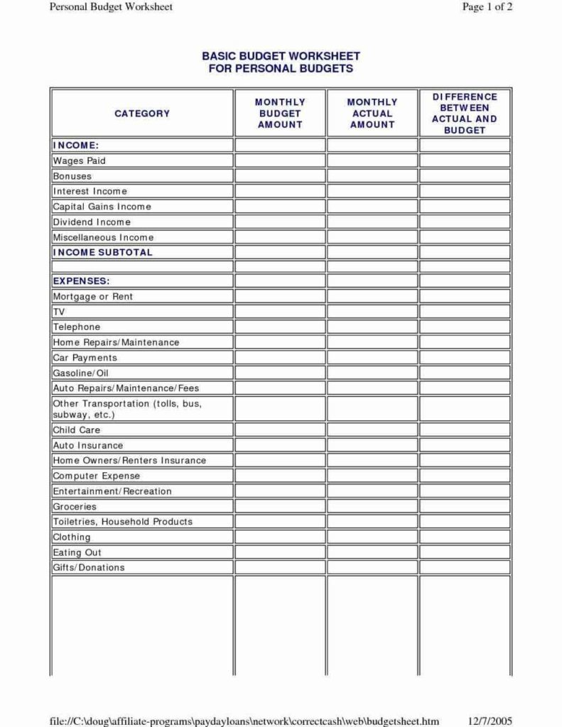 Basic Home Budget Yelomdigitalsiteco within proportions 791 X 1024