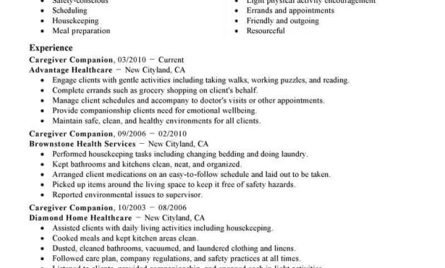 Best Caregivers Companions Resume Example Livecareer in dimensions 800 X 1035