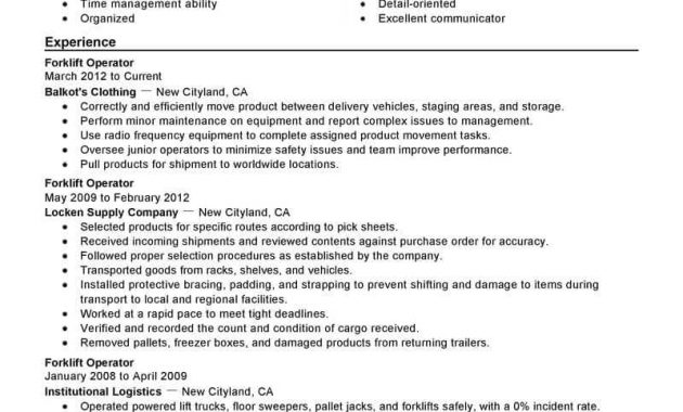 Best Forklift Operator Resume Example Livecareer for measurements 800 X 1035