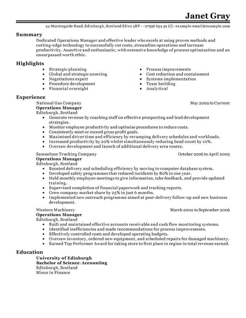 Best Operations Manager Resume Example Livecareer pertaining to dimensions 800 X 1035