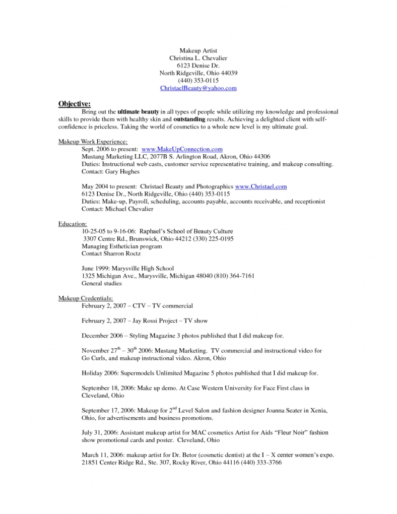 Best Resume Template For Makeup Artists Linkv Tv Commercial pertaining to measurements 788 X 1020