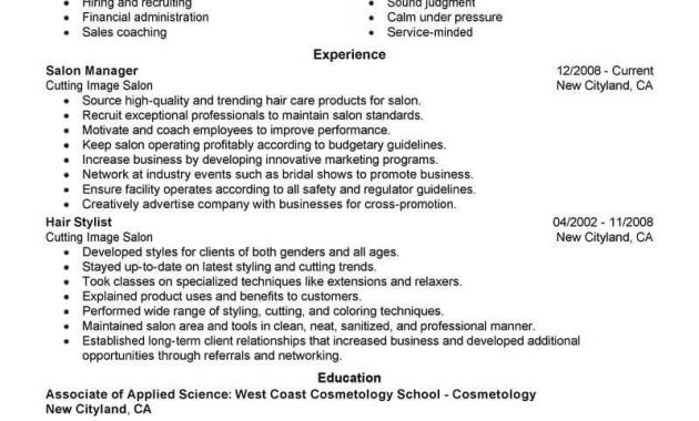 Best Salon Manager Resume Example Livecareer throughout size 800 X 1035