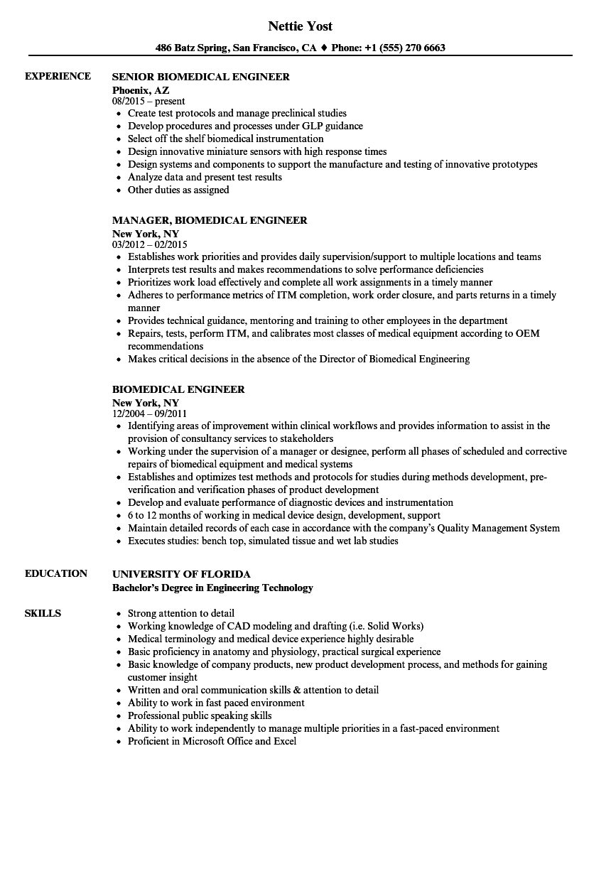 Biomedical Engineer Resume Samples Velvet Jobs regarding proportions 860 X 1240