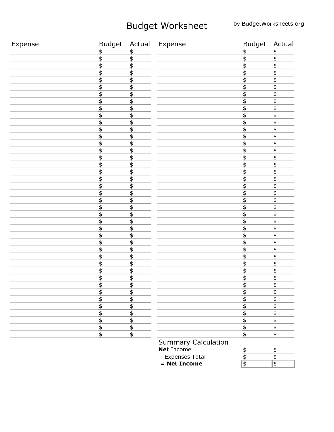 Blank Budget Worksheet Printable Google Search Budget for dimensions 1275 X 1650