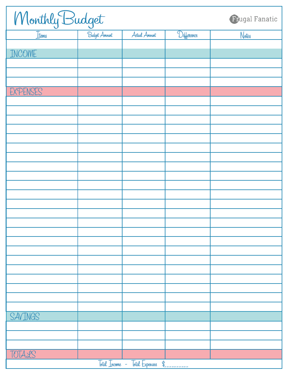 Blank Monthly Budget Worksheet Frugal Fanatic intended for size 916 X 1202