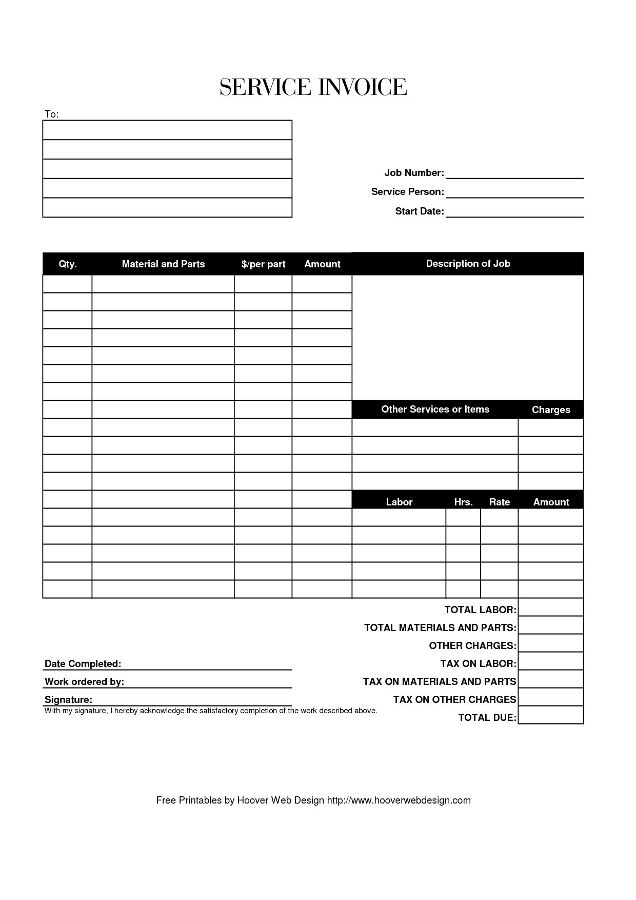 Blank Service Invoice Blank Invoice Blank Service Invoice Template regarding proportions 1240 X 1754