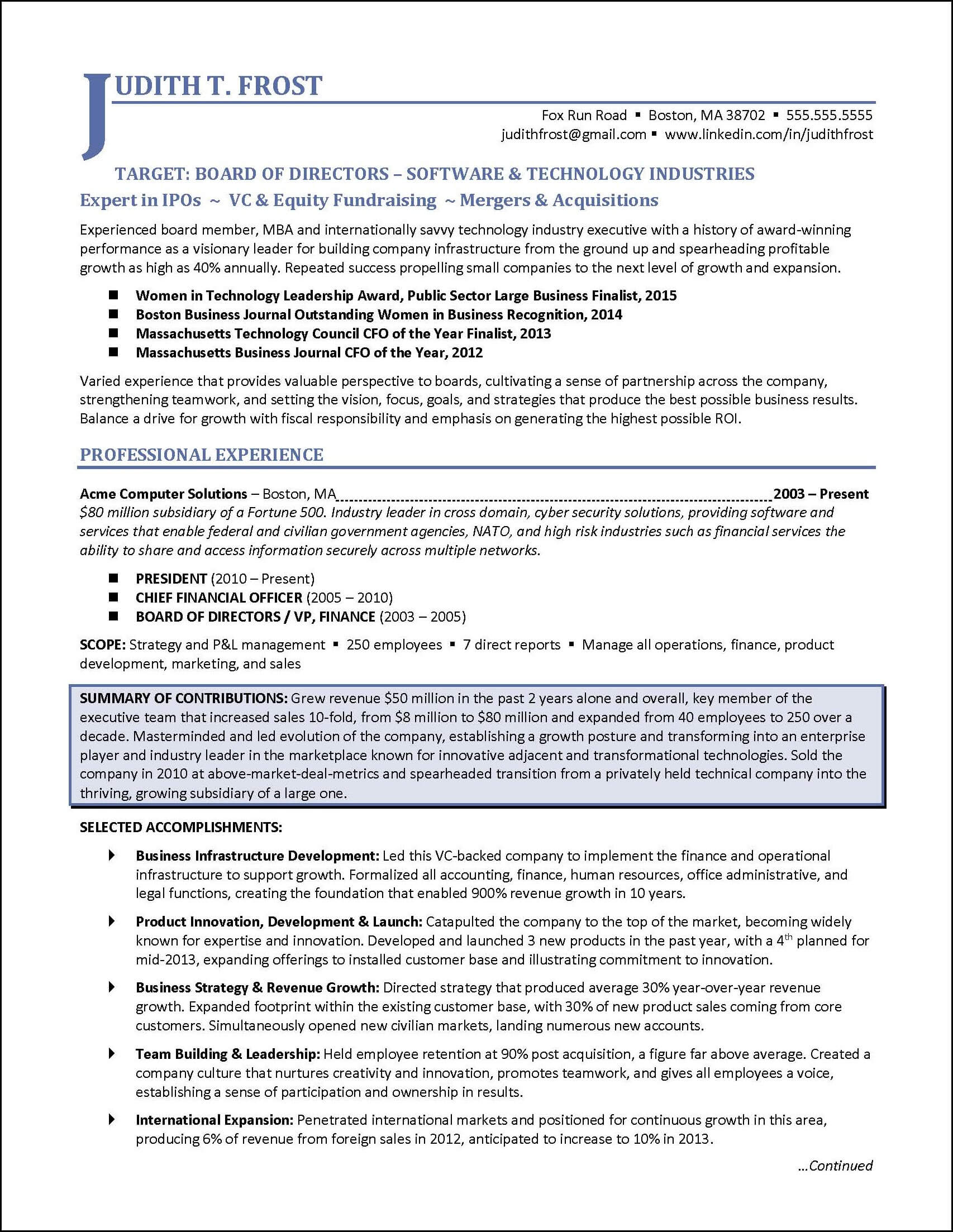 Board Of Directors Resume Example For Corporate Or Nonprofit in dimensions 1706 X 2206
