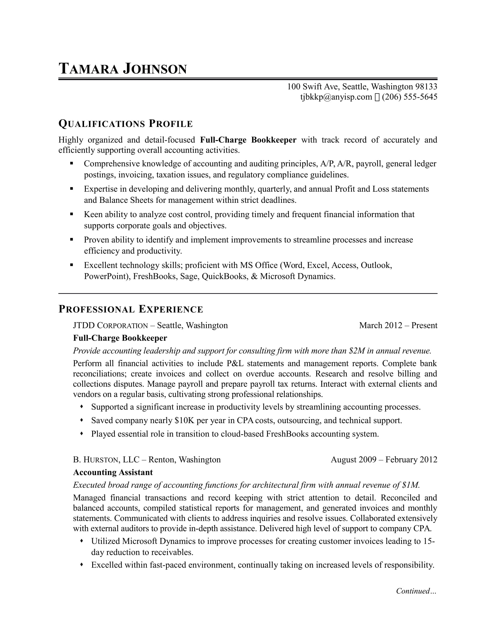 Bookkeeper Resume Sample Monster inside proportions 1700 X 2200