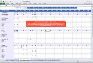 Budget Planner Daily Spending Spreadsheet with measurements 1136 X 766