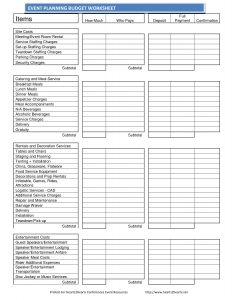 Budget Worksheet Template For Events Google Search Event Planner with size 1275 X 1650