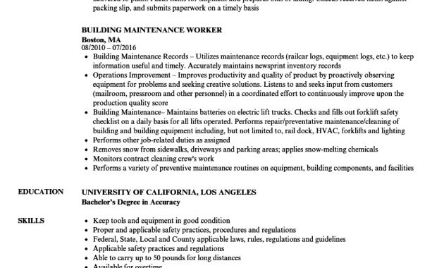 Building Maintenance Worker Resume Samples Velvet Jobs with regard to sizing 860 X 1240