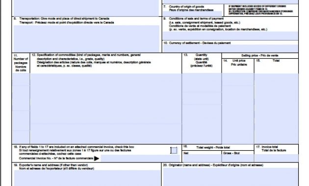 Canada Customs Invoice Free Canada Customs Commercial Invoice pertaining to proportions 1086 X 1378