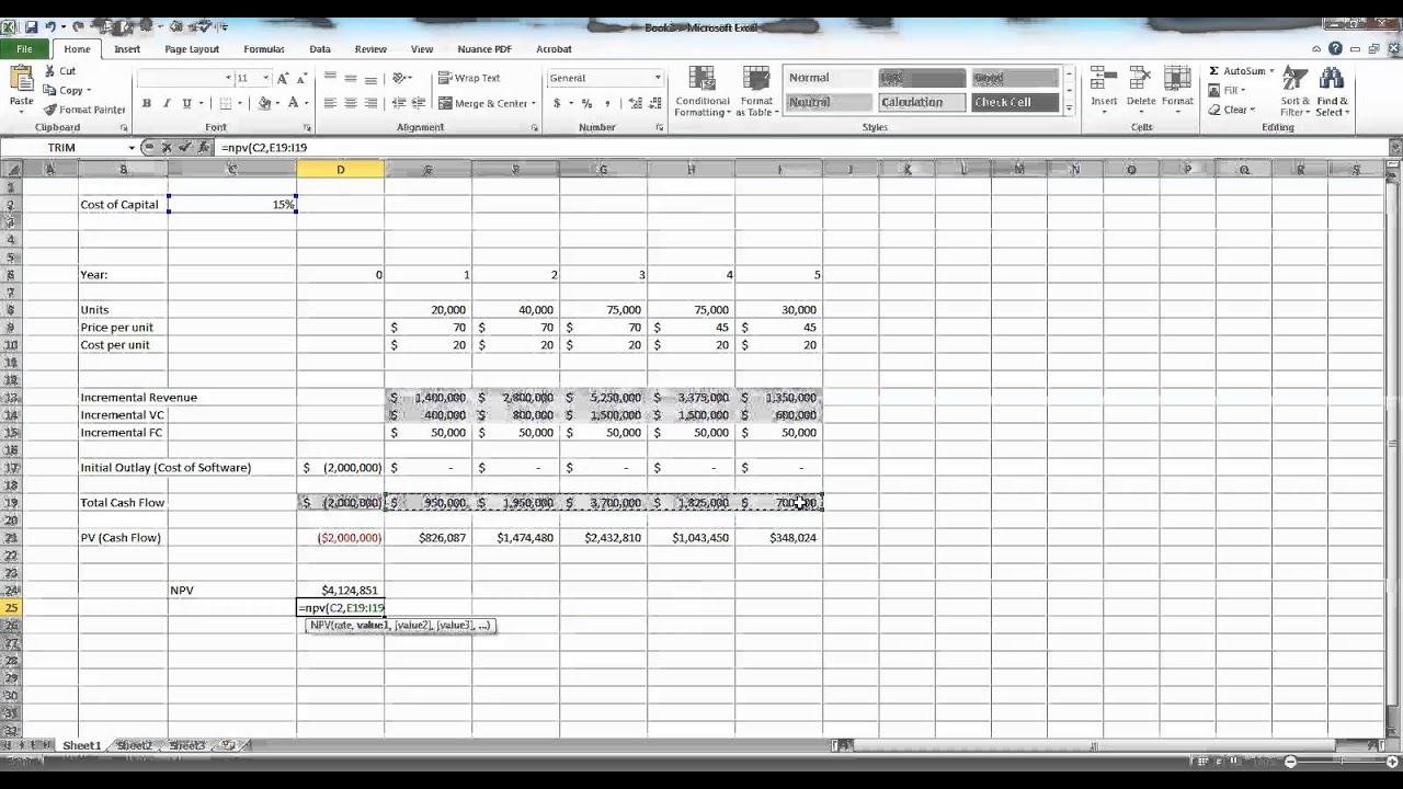 Capital Budgeting In Excel Example Youtube throughout measurements 1280 X 720