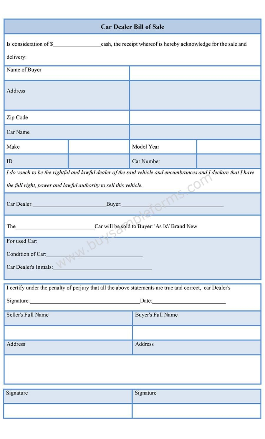 Car Dealer Bill Of Sale Form Bill Of Sale Forms Pinterest Cars with regard to dimensions 900 X 1492