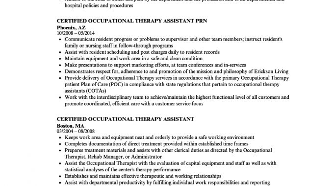 Certified Occupational Therapy Assistant Resume Samples Velvet Jobs inside size 860 X 1240