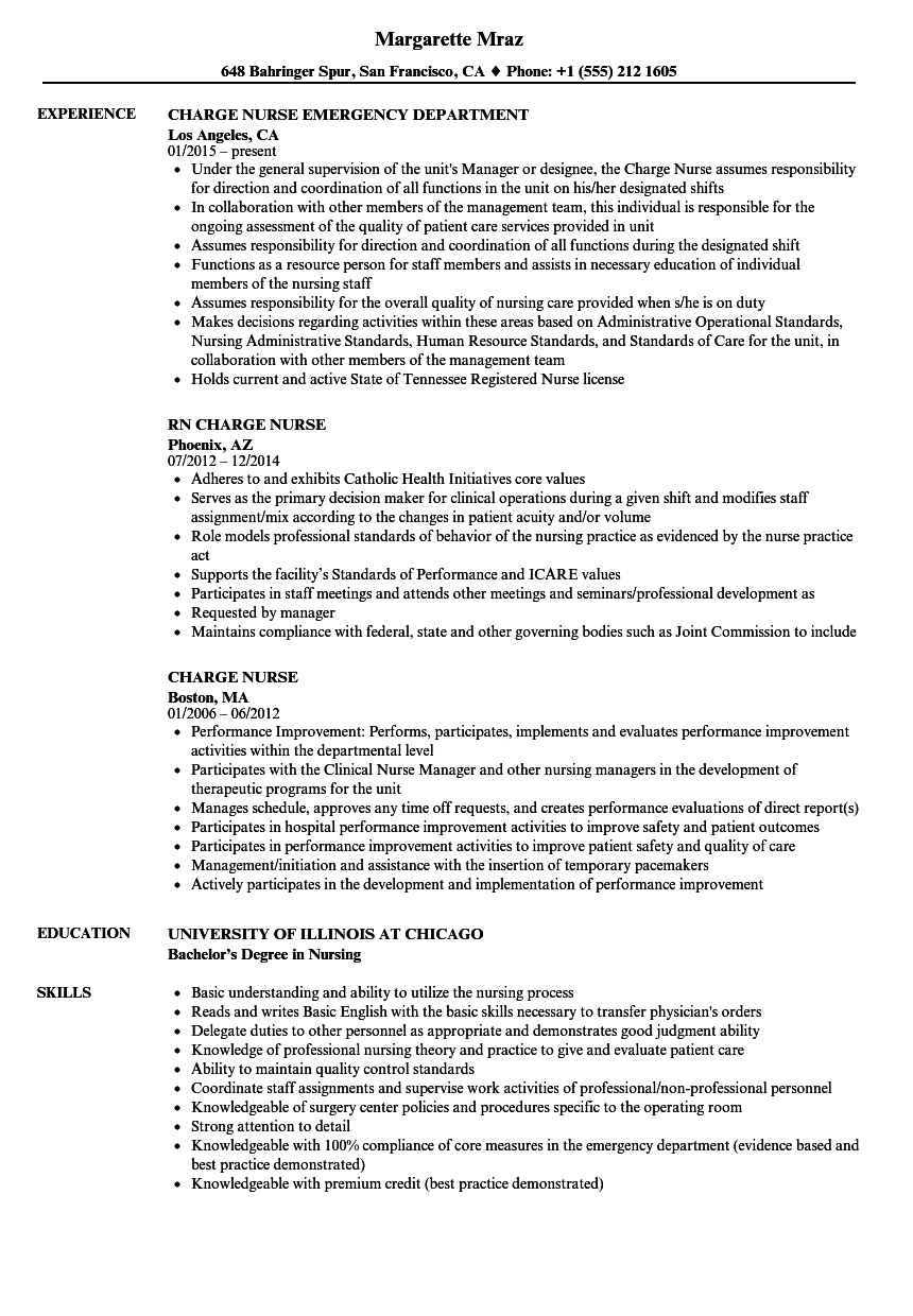 Charge Nurse Resume Samples Velvet Jobs pertaining to sizing 860 X 1240