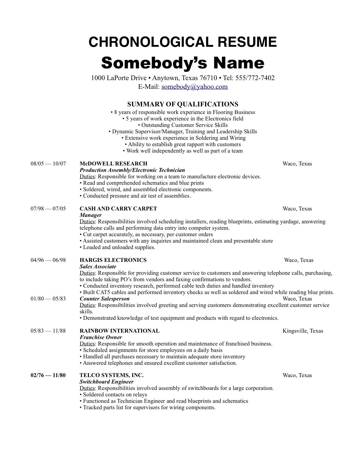 Chronological Order Resume Example Dc0364f86 The Most Reverse inside size 1224 X 1584