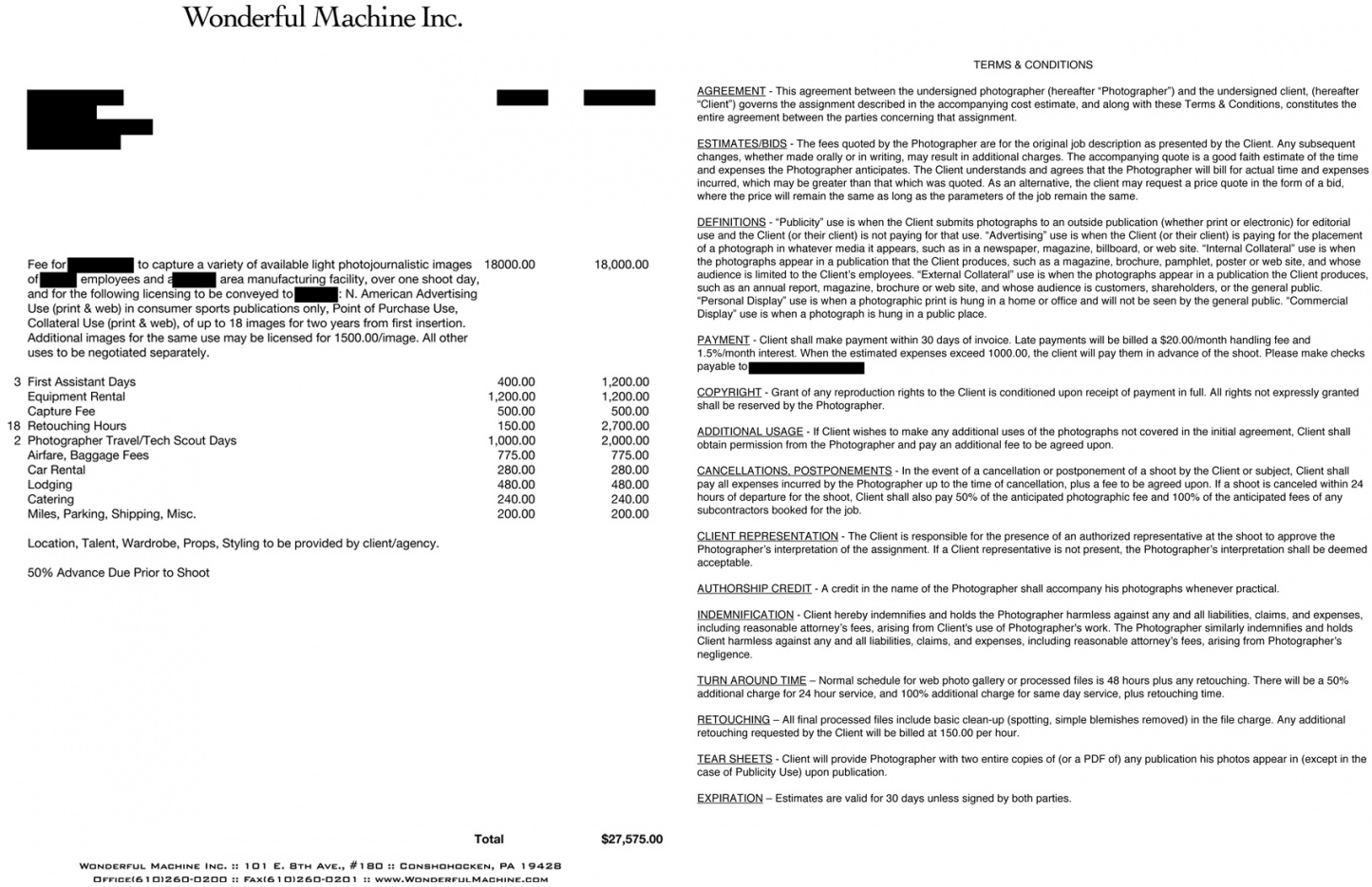 Commercial Photography Proposal Template with size 1445 X 935