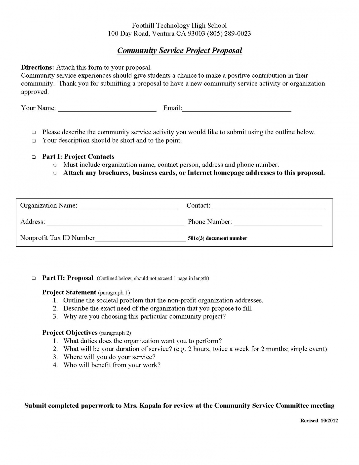 Community Service Project Proposal Template Pdf Format E for proportions 1445 X 1870