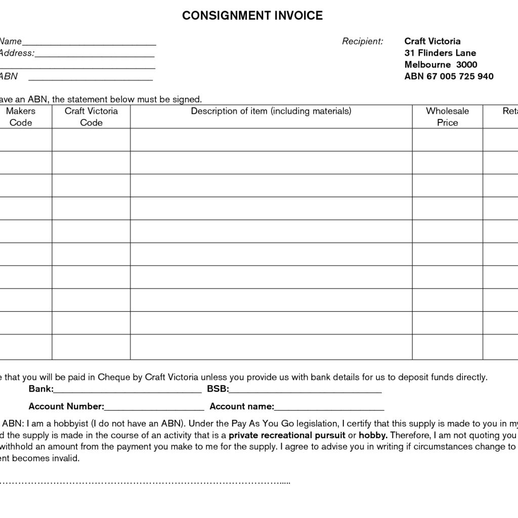 Consignment Invoice Template Excel Archives Stalinsektionen intended for sizing 1024 X 1024