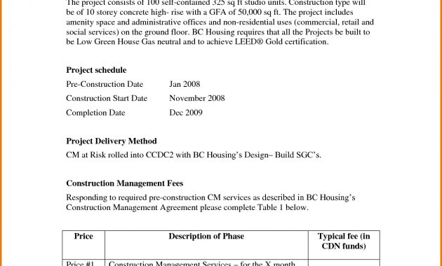 Construction Management Proposal Examples Fast 7 Fee Proposal with proportions 1285 X 1660