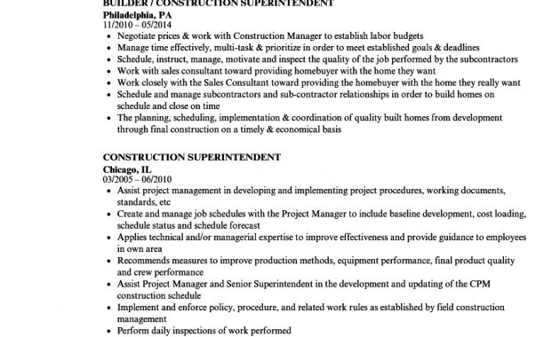 Construction Superintendent Resume Samples Velvet Jobs within dimensions 860 X 1240