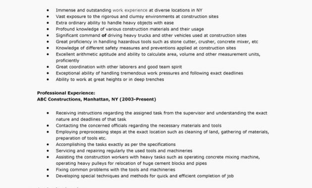 Construction Worker Resume Beautiful Professional Construction inside proportions 750 X 1061