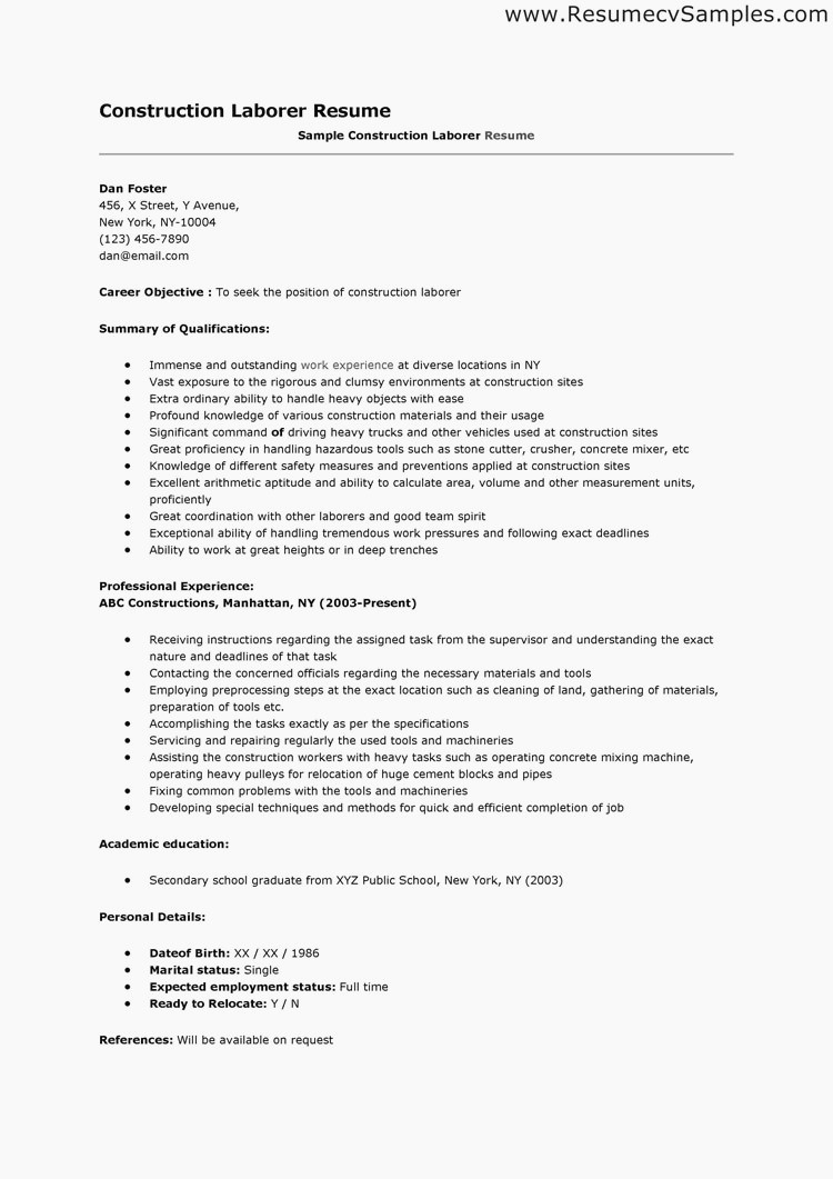 Construction Worker Resume Beautiful Professional Construction inside proportions 750 X 1061