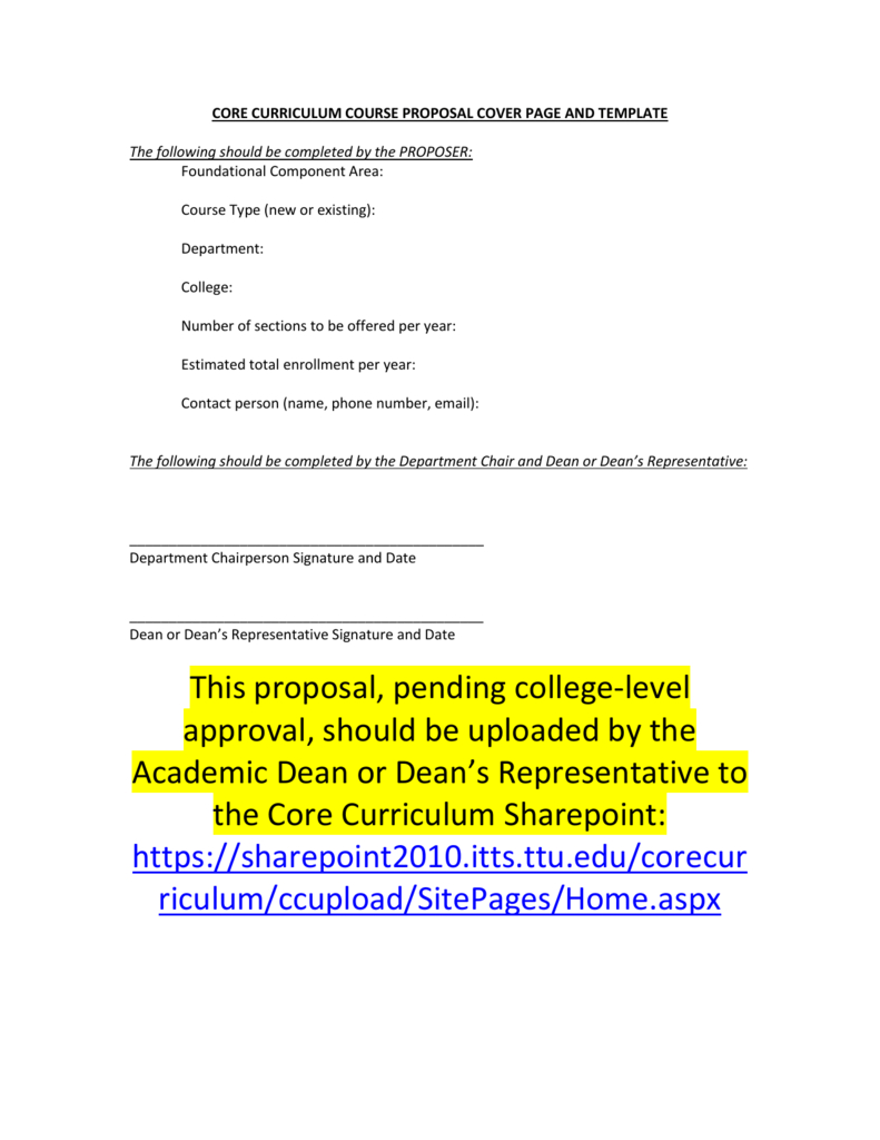 Core Curriculum Course Proposal Template regarding dimensions 791 X 1024