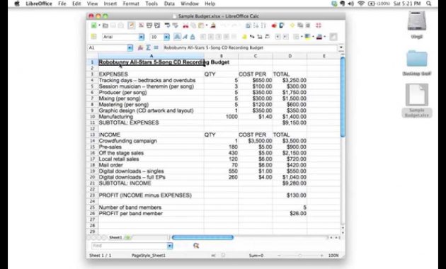 Creating A Spreadsheet To Track A 5 Song Cd Recording Budget Youtube in proportions 1280 X 720