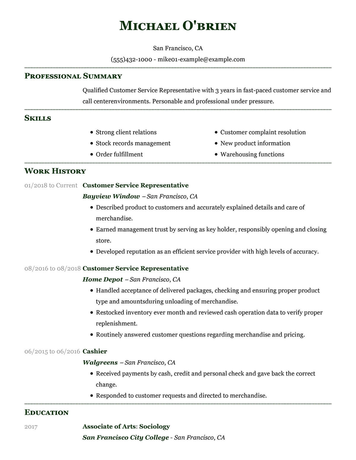 Customer Service Representative Resume Examples Free To Try Today regarding sizing 1200 X 1553