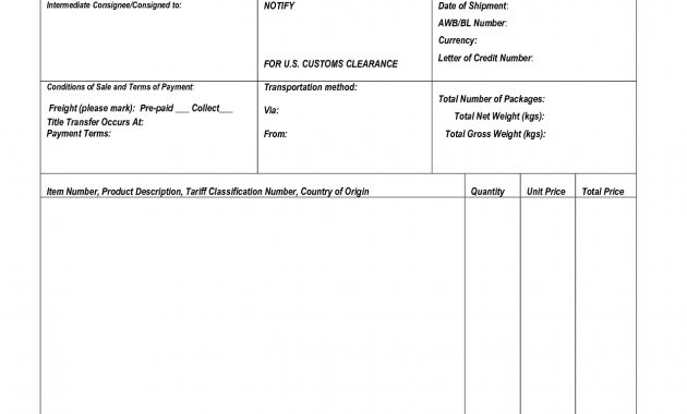 Customs Proforma Invoice Yelomdigitalsiteco within proportions 1275 X 1650