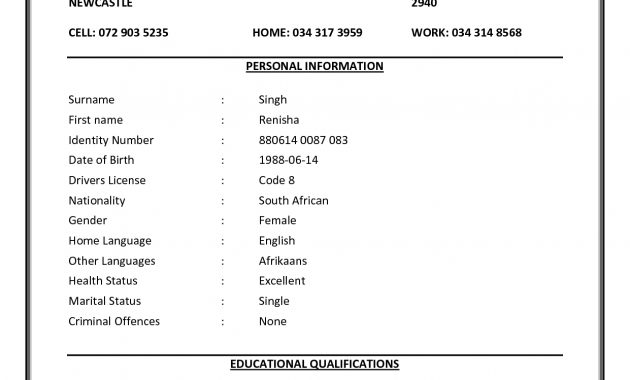 Cv Format South Africa Google Search Cvs Pinterest Sample for proportions 1241 X 1753