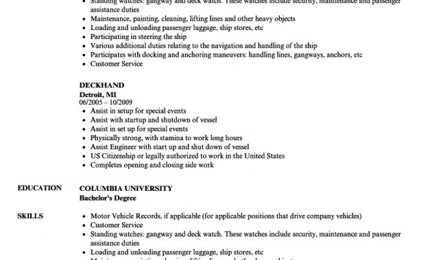 Deckhand Resume Samples Velvet Jobs inside size 860 X 1240