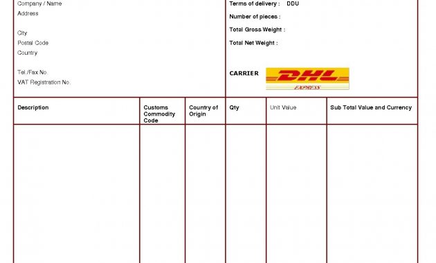 Dhl Proforma Invoice Template Invoice Template Free 2016 Meaning for dimensions 1275 X 1650