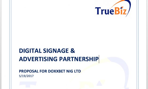 Digital Signage Advertising Partnership Proposal Truebiz pertaining to proportions 1452 X 1056