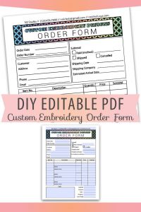 Diy Editable Pdf Embroidery Order Form Invoice Blank Letter Size with regard to measurements 735 X 1100