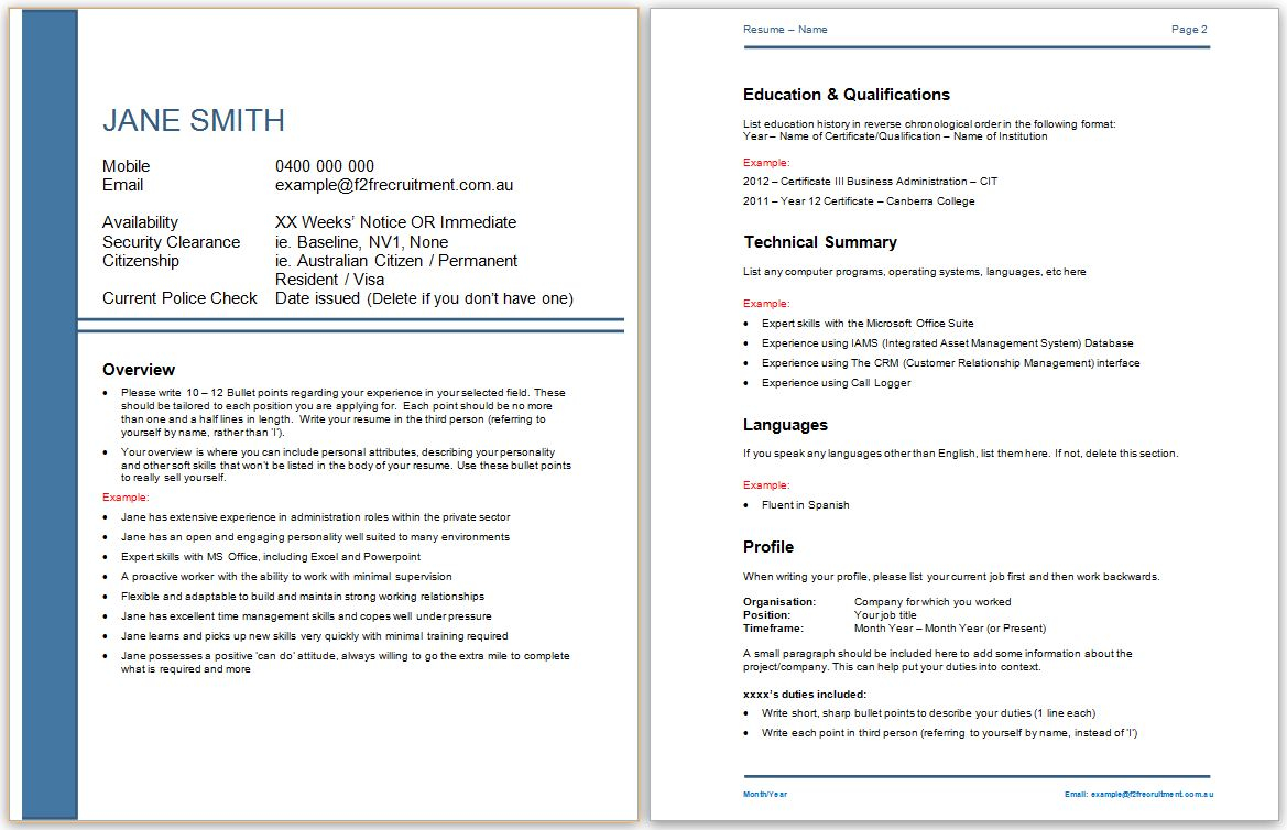 Download A Resume Template Face2face Recruitment regarding dimensions 1169 X 754