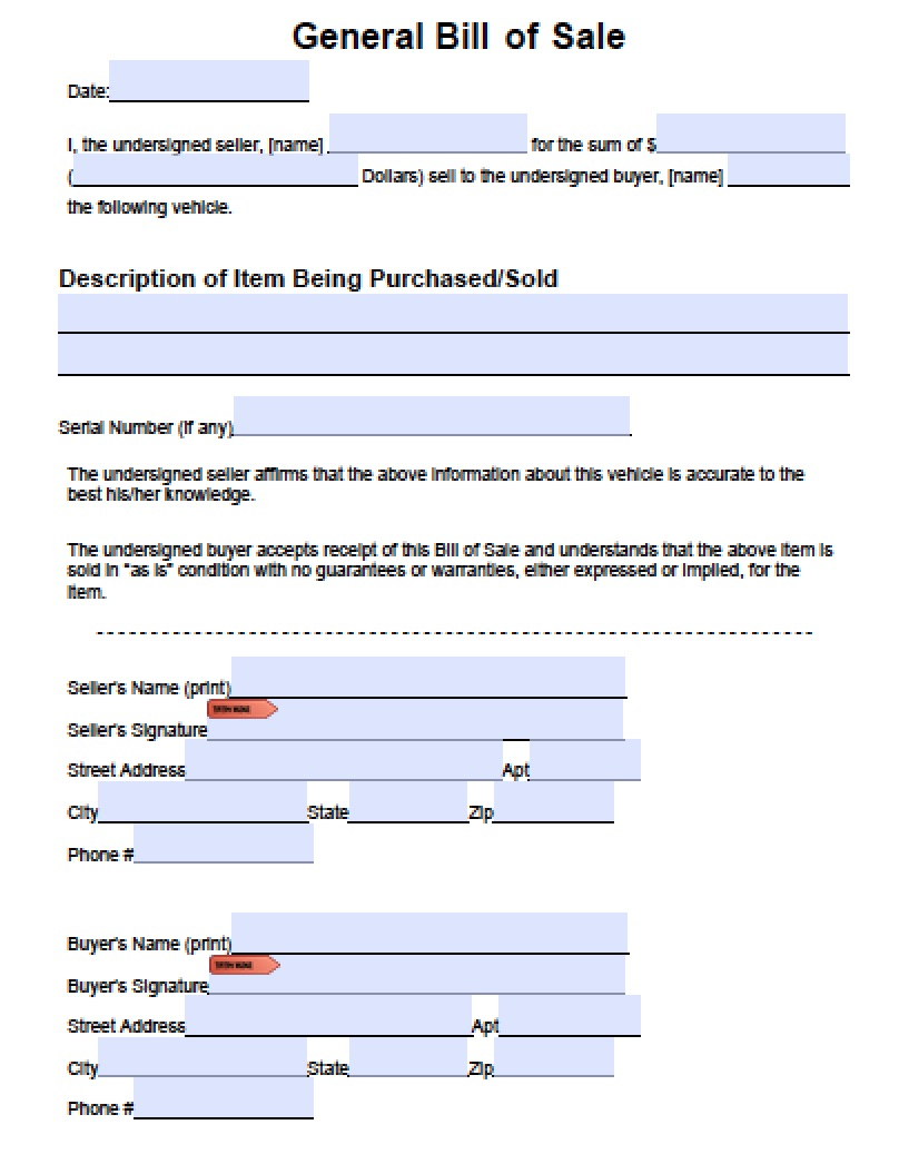 Download General Blank Bill Of Sale Form Pdf Word Wikidownload with sizing 808 X 1046