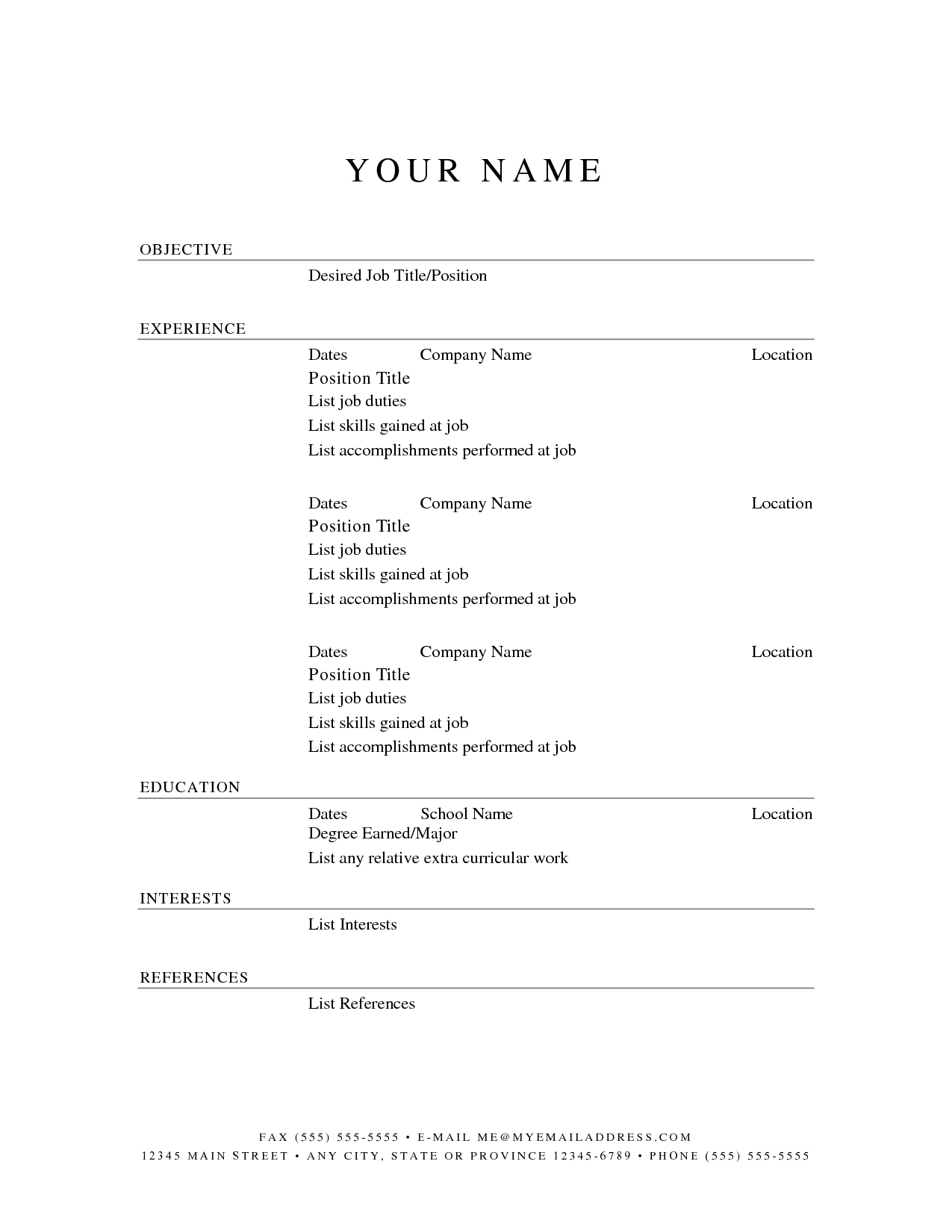 Easy 3 Resume Templates Pinterest Resume Templates Resume for size 1275 X 1650