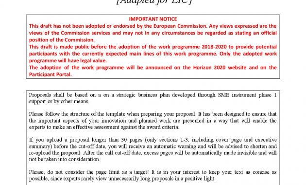 Eic Pilot Sme Instrument Phase 2 Proposal Template Kol Trading with regard to size 1240 X 1754