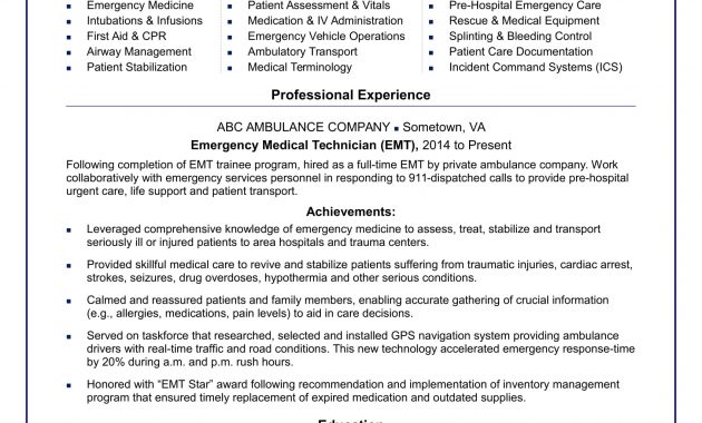 Emt Resume Sample Monster intended for sizing 1700 X 2200